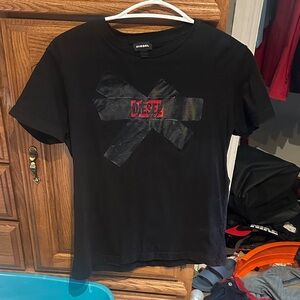 Diesel Black Kids T-Shirt with Red Logo